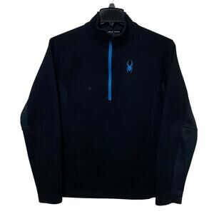 Spyder Outbound Men’s Half Zip Core Sweater Black Blue Size Large
